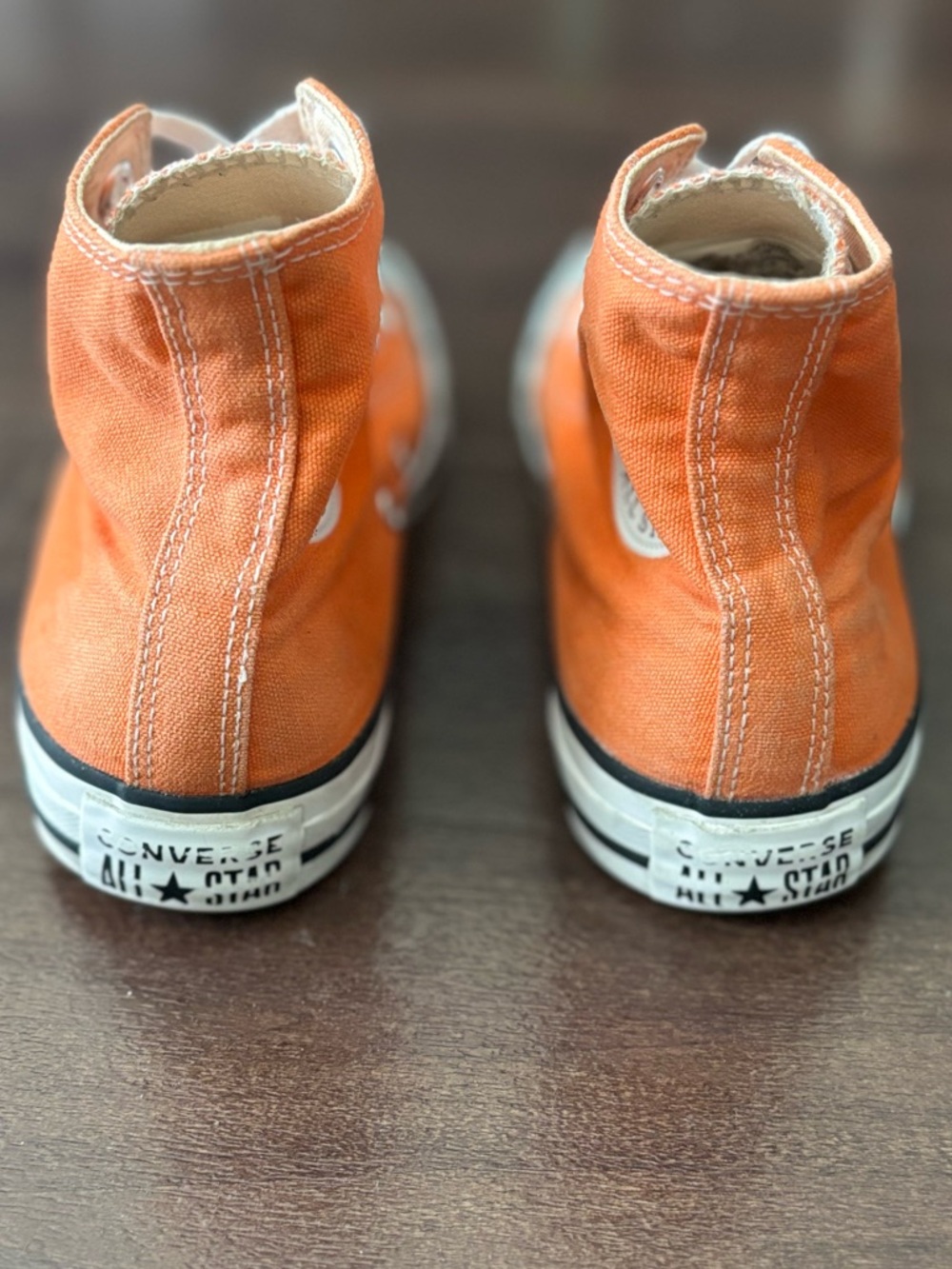 Converse Chuck Taylor All Star High Top Orange White Canvas Sneakers W6 M4 - Picture 4 of 7